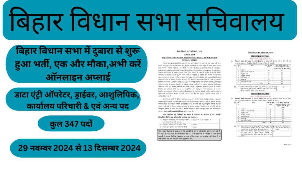 Bihar Vidhan Sabha Vacancy 2024